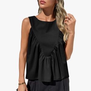 Elegant Black Ruffle-Detail Tank Top - Women